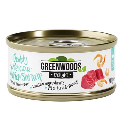 Greenwoods Delight filete de atum com camarão em latas para gatos - 24 x 70 g