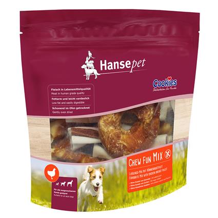 Hansepet Cookies Chew Fun Mix snacks com frango para cães - 380 g