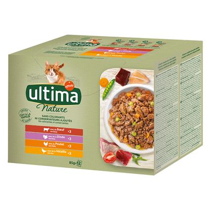 Ultima Nature comida húmida para gatos - 48 x 85 g - Vaca, peru, frango, aves