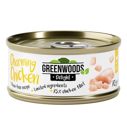 Greenwoods Delight filete de frango em latas para gatos - Pack económico: 48 x 70 g