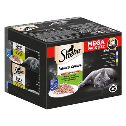 Sheba Multireceta 32 x 85 g em terrinas comida húmida para gatos - Amantes de molho