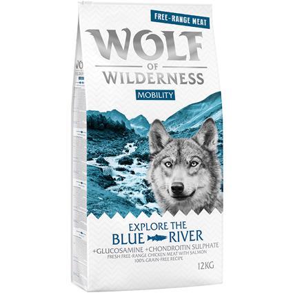 Wolf of Wilderness 'Explore The Blue River Mobility' frango do campo e salmão - Pack económico: 2 x 12 kg