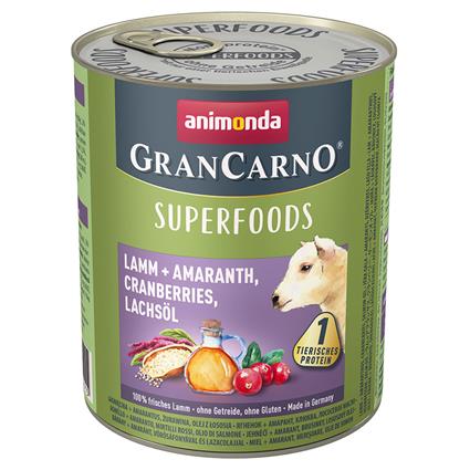 Animonda GranCarno Adult Superfoods 6 x 800 g - Cordeiro + amaranto, mirtilos-vermelhos, óleo de salmão