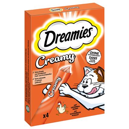 Dreamies Creamy Snacks cremosos para gatos - Frango (4 x 10 g)