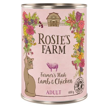 Rosie's Farm Adult 12 x 400 g para gatos - Pack económico - Cordeiro e frango