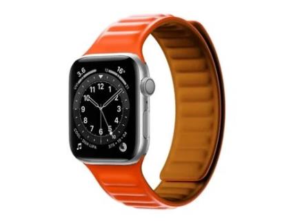 Bracelete Magnetica de Silicone para Apple Watch Series 8 Aluminum 45Mm Laranja