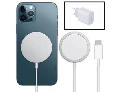Kit Carregador GIFT4ME  Sem Fios Carga Rápida + Base de Carregador GIFT4ME  Type C Fastcharge 20W para Apple Iphone 14 Branco