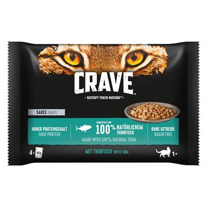 Crave 4 x 85 g saquetas para gatos - Pack misto - Atum em molho