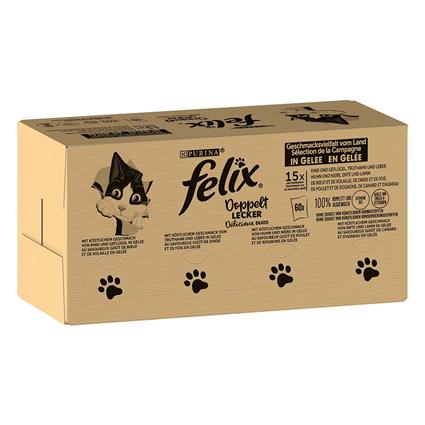 Felix Fantastic 120 x 85g - Jumbopack - Duplamente Bom (vaca/frango, peru/fígado, frango/rim, pato/cordeiro)