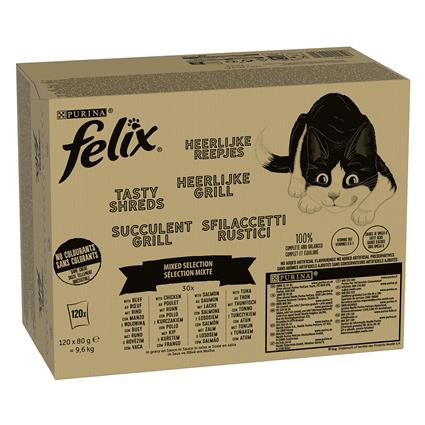 Felix Tasty Shreds 120 x 80 g - Jumbopack - Seleção mista em molho