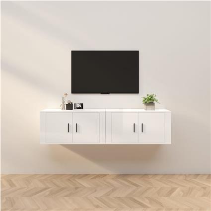 vidaXL Móveis de TV de parede 2 pcs 80x34,5x40 cm branco brilhante