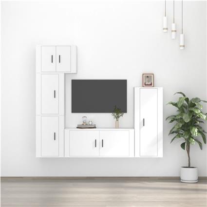 vidaXL Conjunto móveis de TV 5 pcs madeira processada branco