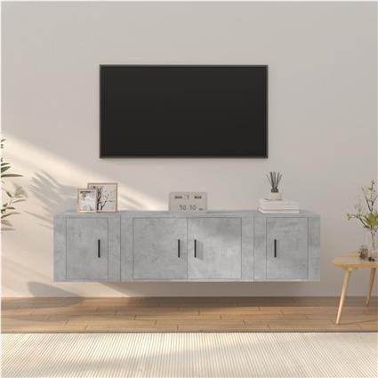 vidaXL Conjunto móveis de TV 3 pcs madeira processada cinzento cimento