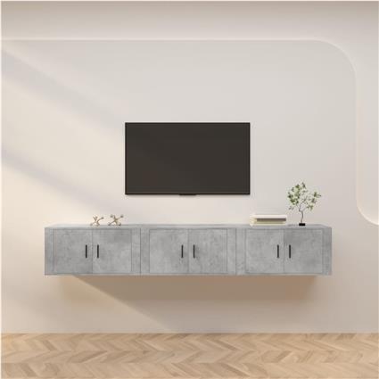 vidaXL Móveis de TV de parede 3 pcs 80x34,5x40 cm cinzento cimento