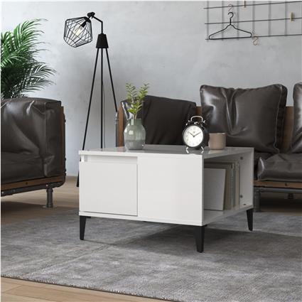 vidaXL Mesa de centro 55x55x36,5 cm derivados madeira branco brilhante