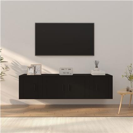 vidaXL Conjunto móveis de TV 3 pcs madeira processada preto