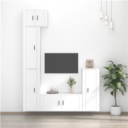 vidaXL Conjunto móveis de TV 5 pcs madeira processada branco
