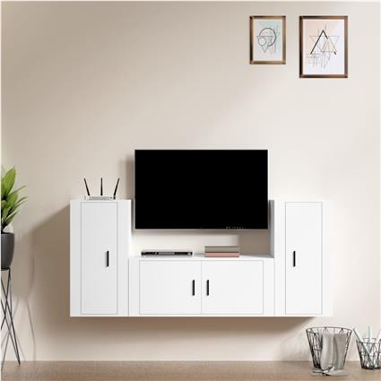 vidaXL Conjunto móveis de TV 3 pcs madeira processada branco