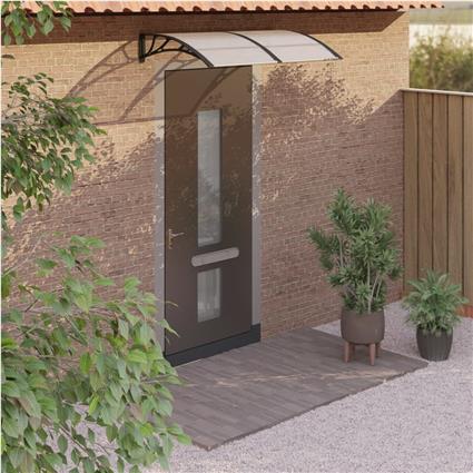 vidaXL Toldo para porta 150x80 cm policarbonato preto/transparente