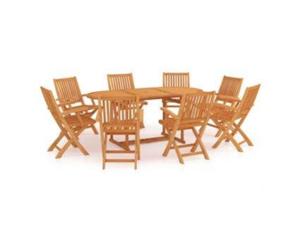 Conjunto de Refeição com 9 Peças (180 x 90 x 75 - Madeira - Castanho)