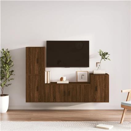 vidaXL Conjunto móveis de TV 4pcs madeira processada carvalho castanho
