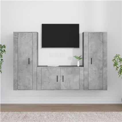 vidaXL Conjunto móveis de TV 3 pcs madeira processada cinzento cimento