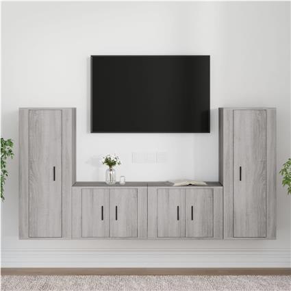 vidaXL Conjunto móveis de TV 4 pcs madeira processada sonoma cinza