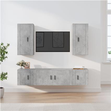 vidaXL Conjunto móveis de TV 5 pcs madeira processada cinzento cimento