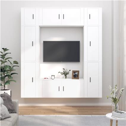 vidaXL Conjunto móveis de TV 8 pcs madeira processada branco