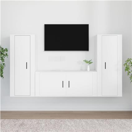 vidaXL Conjunto móveis de TV 3 pcs madeira processada branco