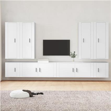 vidaXL Conjunto móveis de TV 8 pcs madeira processada branco