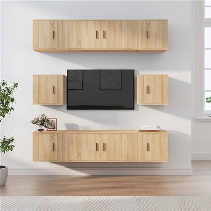 vidaXL Conjunto móveis de TV 8 pcs madeira processada carvalho sonoma
