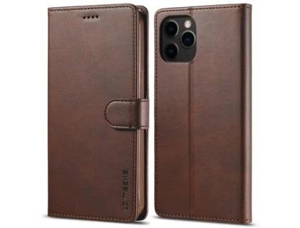 Capa PU + TPU LC.IMEEKE à prova de choque com suporte para café para iPhone 13 Pro Max 6.7