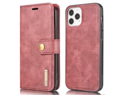 Capa PU DG.MING destacável 2 em 1 vermelho para iPhone 13 mini 5.4