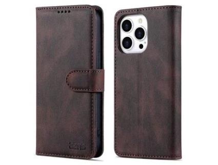 Capa PU + TPU AZNS anti-queda, anti-riscos com base marrom para iPhone 13 Pro Max 6.7