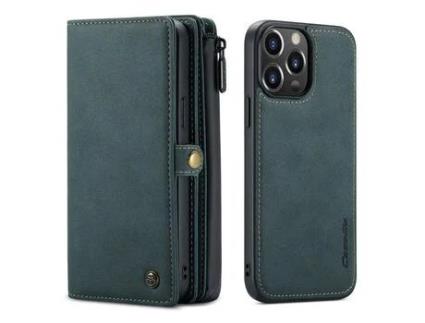 Capa PU + TPU CASEME superfície fosca removível 2 em 1 verde para iPhone 13 Pro Max 6.7