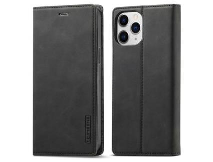 Capa PU + TPU LC.IMEEKE à prova de choque com suporte preto para iPhone 13 Pro 6.1