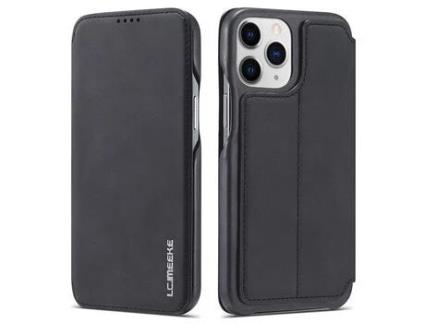 Capa PU LC.IMEEKE vintage com suporte e porta-cartões preto para iPhone 13 Pro 6.1