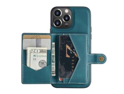 Capa TPU + PU JEEHOOD com suporte removível 2 em 1, à prova de choque, verde magnético para iPhone 13 Pro 6.1