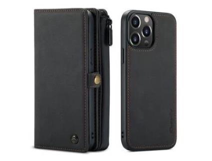 Capa PU + TPU CASEME superfície fosca removível 2 em 1 preto para iPhone 13 Pro Max 6.7