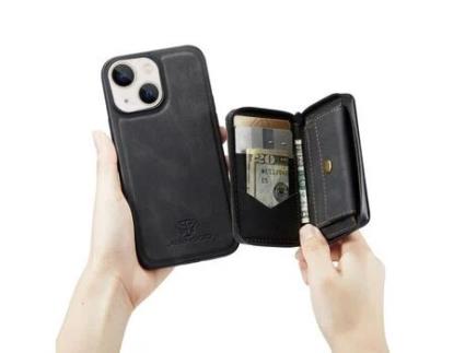 Capa TPU JEEHOOD magnético destacável 2 em 1, híbrido com zíper preto para iPhone 13 mini 5.4