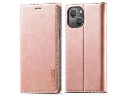 Capa PU + TPU LC.IMEEKE cor de ouro rosa para iPhone 13 6.1