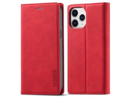 Capa PU + TPU LC.IMEEKE auto-absorvido com verso vermelho para iPhone 13 Pro Max 6.7