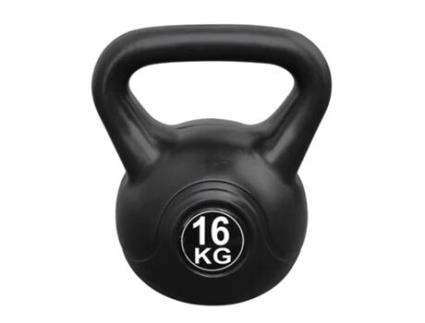 Kettlebell 16 kg - Plástico - para uso interno e externo - Preto