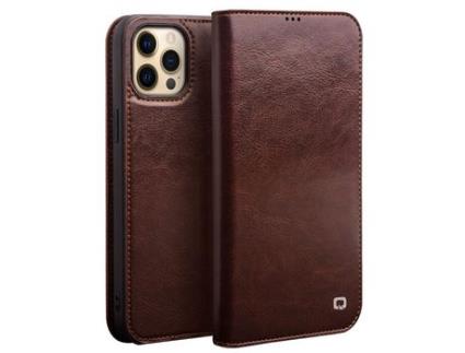 Capa de couro genuíno QIALINO Marrom para iPhone 13 Pro 6.1