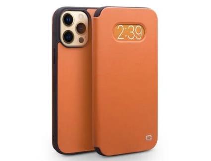 Capa de couro genuíno QIALINO ultra fino marrom para iPhone 13 Pro 6.1
