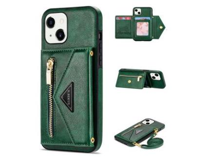 Capa PU N.BEKUS verde escuro para iPhone 13 mini 5.4