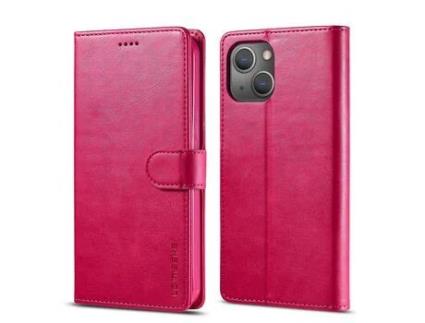 Capa PU + TPU LC.IMEEKE com suporte e porta-cartões vermelhos para iPhone 13 6.1