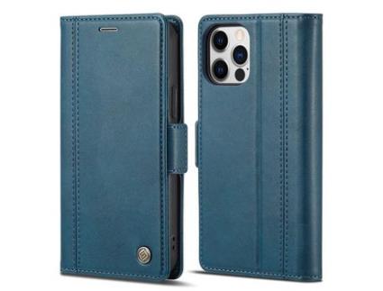 Capa PU + TPU LC.IMEEKE à prova de choque com suporte azul para iPhone 13 Pro Max 6.7