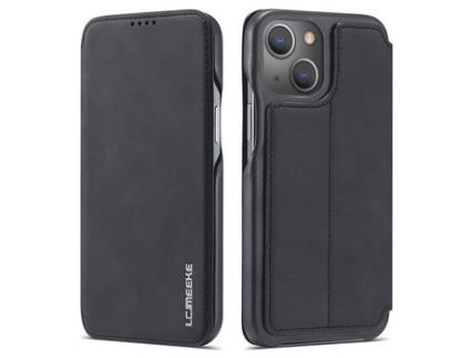 Capa PU LC.IMEEKE estilo retrô com porta-cartões preto para iPhone 13 mini 5.4